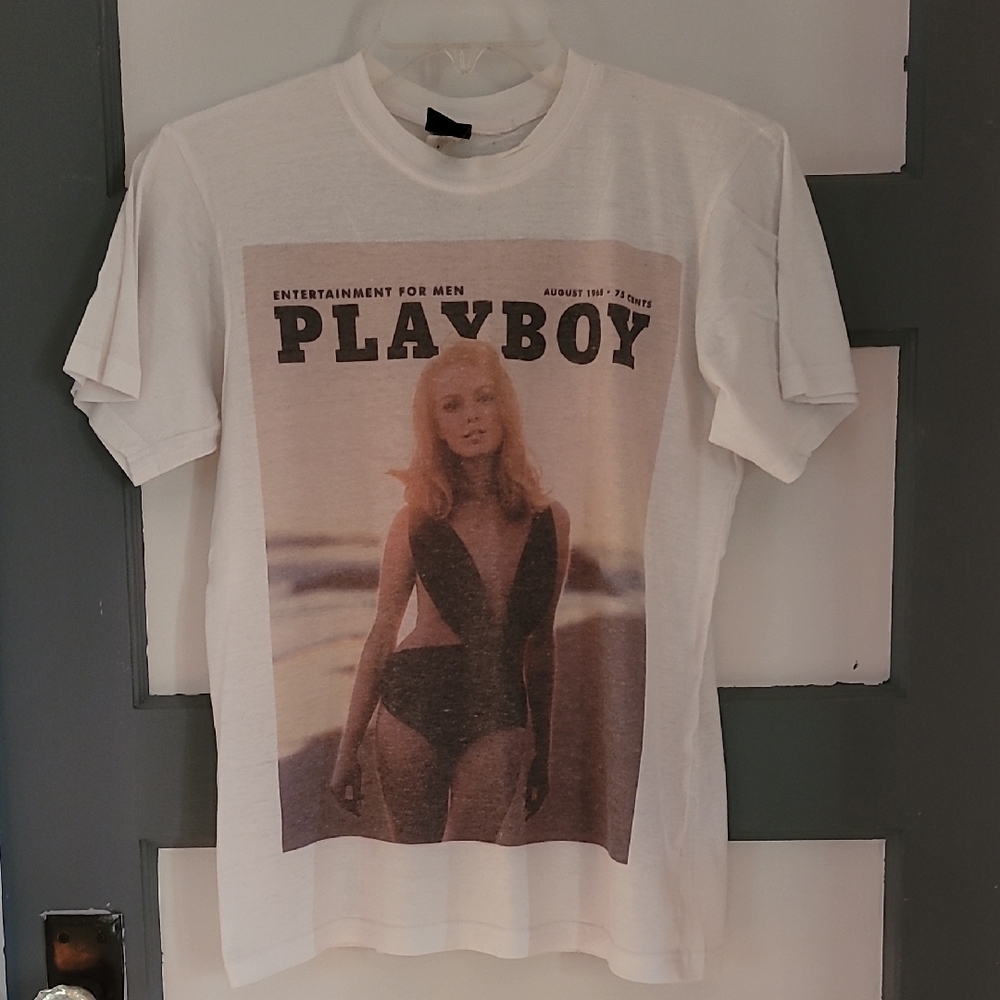 PLAYBOY White Short Sleeve Tee with Graphic Print